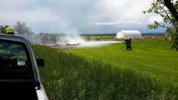 Požár obytného karavanu v Bítovanech