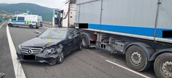 Dopravní nehoda kamionu a osobního auta na D8 u Ústí nad Labem