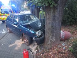 Řidič s vozidlem narazil do stromu