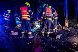 Dopravní nehoda osobního auta v Rumburku