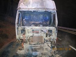 Noční požár polského kamionu v Bílé u slovenských hranic