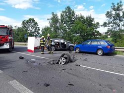Nehoda na silnici I/62 u Malšovic na Děčínsku