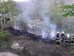 Čtyři jednotky hasičů likvidovaly v pátek požár trávy a klestí u obce Krasonice
