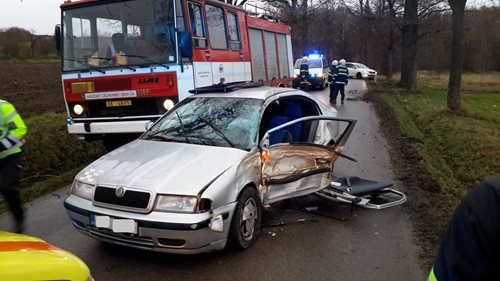 U nehody u Černého Dubu v Jihočeském kraji museli hasiči vyprošťovat řidičku.