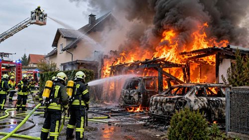 Rozsáhlý požár zachvátil dům a několik vozidel. Čtyři lidé skončili v nemocnici