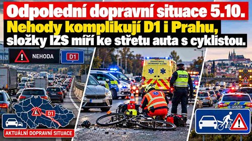 Odpolední dopravní situace: Dvě nehody auta s nákladním vozem na D1, Lochkovský tunel má neprůjezdný pruh