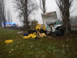Ranní nehoda u obce Komárov v Jihočeském kraji