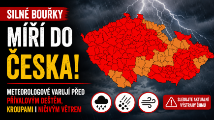 Silné bouřky míří do Česka. Meteorologové varují před přívalovým deštěm, kroupami i ničivým větrem