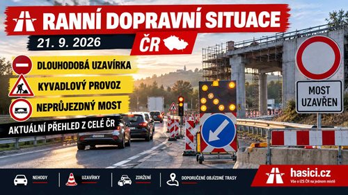 Ranní dopravní situace: Nová uzavírka potrvá téměř deset měsíců, jinde hrozí kolony a zdržení