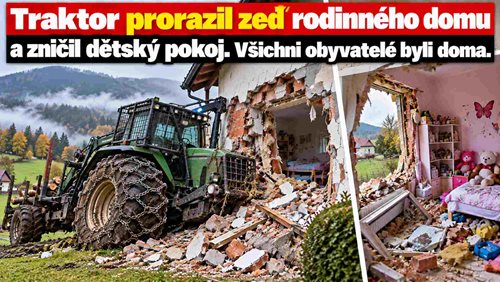 Traktor bez řidiče se řítil 200 metrů ze svahu. Náraz zcela zničil dětský pokoj