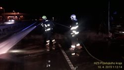 Na D5 u Sv. Kateřiny hořela dodávka