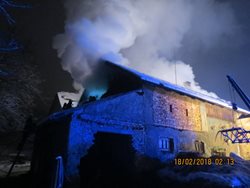 Noční požár stodoly v Třinci