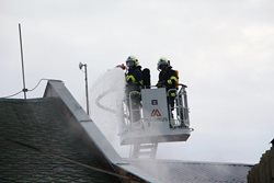 Požár na vysokozdvižné plošině v Chomutově 