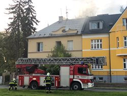 Požár rodinného domku v centru Olomouce