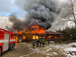 Požár ubytovny v obci Hůrky