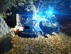 Auto narazilo do stromu, hasiči museli řidiče vyprostit a k jeho záchraně zavolat vrtulník 