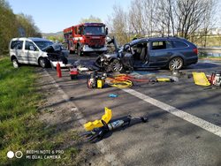 Dopravní nehoda dvou osobních aut u Malšovic