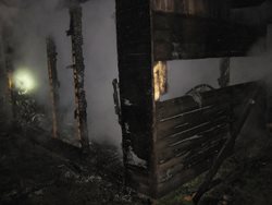 Požár chatky v Uherském Hradišti