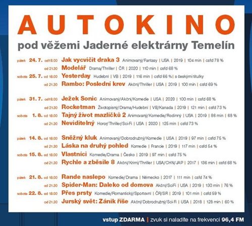 Premiérový večer autokina u temelínské elektrárny přilákal dvě tisícovky diváků
