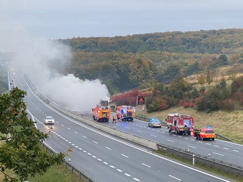 Požár kabiny kamionu od motoru na opavské „dálnici“ u Hrabyně