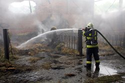 U požáru haly s uskladněným senem zasahovalo 6 jednotek hasičů.
