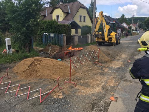 Požár plynu ve Varnsdorfu
