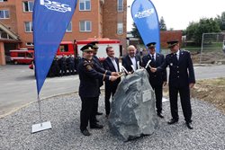 Slavnostní položení základního kamene nové hasičské budovy ve Zlíně