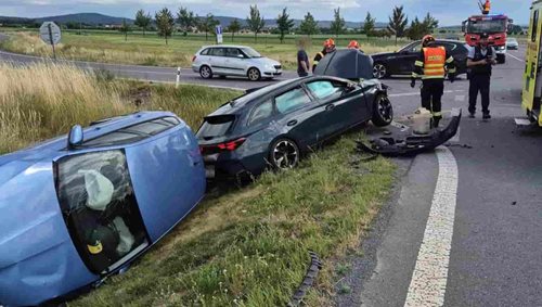 Nedělní odpoledne přineslo několik dopravních nehod. Hasiči pomáhali i vystrašenému psovi