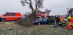 U Pcher na Kladensku havarovalo osobní auto, řidič na místě zahynul