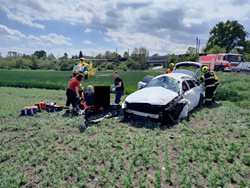 Dopravní nehoda osobního auta u obce Hrdly