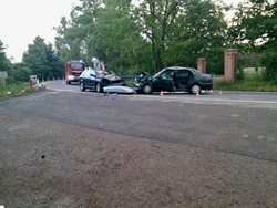 U dopravní nehody ve Strážnici přistával vrtulník