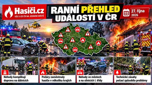 Ranní přehled událostí v ČR: Nehody autobusů, havarovaný kamion a nebezpečné silnice komplikují dopravu