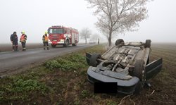 Dopravní nehoda dvou osobních aut u Brňan
