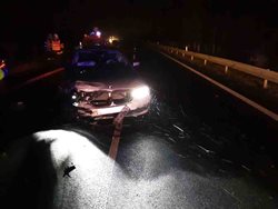 Dopravní nehoda dvou osobních aut v Komořanech