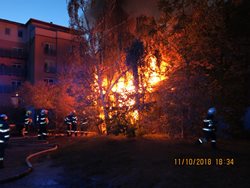 Požár neobydleného domku v Olomouci