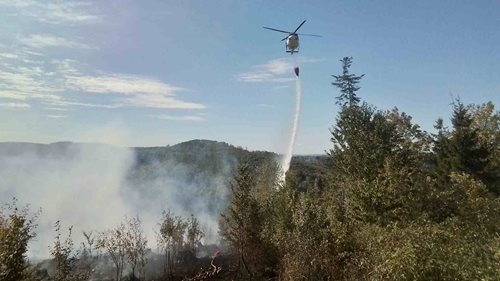 Rozsáhlý požár lesa zaměstnal 14 jednotek. Vrtulník provedl 35 shozů vody
