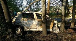 Dopravní nehoda s požárem osobního vozidla na Olomoucku