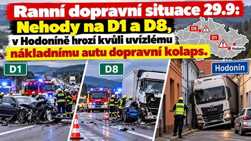 Ranní dopravní situace: V Trutnově dvě nehody chodců, nákladní auto uvízlo pod mostem