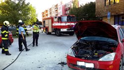 Požár osobního automobilu v Týně nad Vltavou