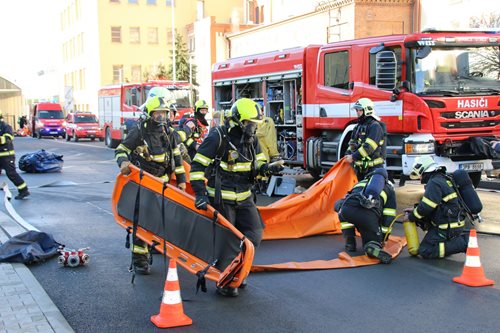 Prověřovací cvičení na únik čpavku v Plzeňském Prazdroji