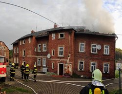 Požár bytovky v Chřibské - Krásném poli