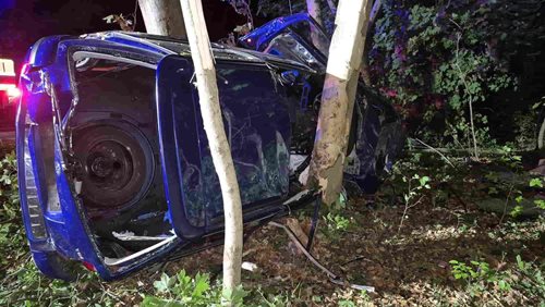 Mladý muž nepřežil noční havárii. Auto skončilo po nárazu mezi stromy