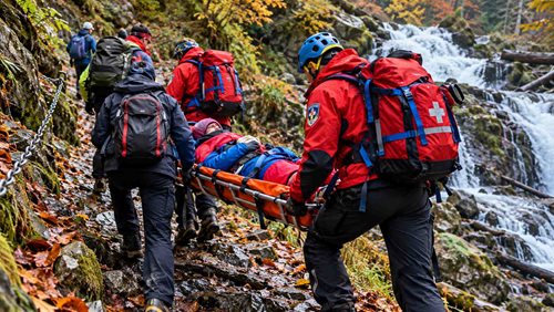 Turistka se zranila na kluzké horské stezce. Záchranářům s transportem pomáhali kolemjdoucí
