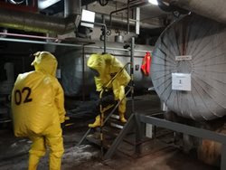 Cvičení s únikem amoniaku v areálu v Ostravě-Martinově
