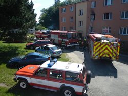 Požár v bytovém domě v Chlumu u Třeboně