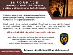 Informace pro členy JSDH obcí, kteří zasahovali u požáru v Národním parku České Švýcarsko