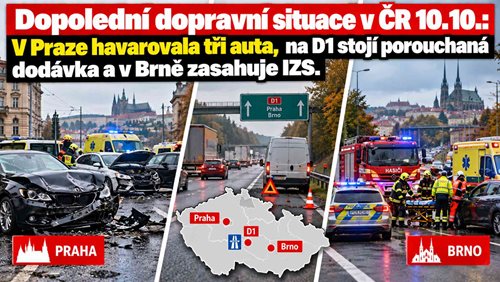 Dopolední dopravní situace v ČR: V Brně zasahují složky IZS, nehody omezují D11 a na D1 jsou uzavřené jízdní pruhy