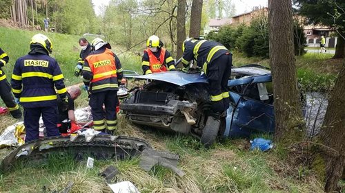 Dodávka s býkem skončila v poli
