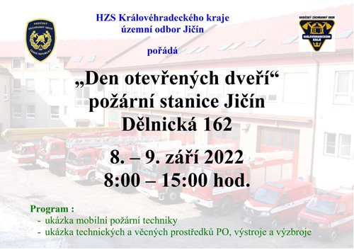Z pohádky k hasičům! Dny otevřených dveří na stanici v Jičíně