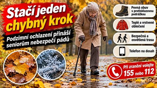 Stačí jeden chybný krok. Podzimní ochlazení přináší seniorům nebezpečí pádů